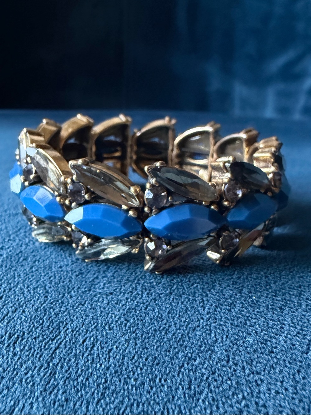 J Crew Blue Crystal Stretch Bracelet